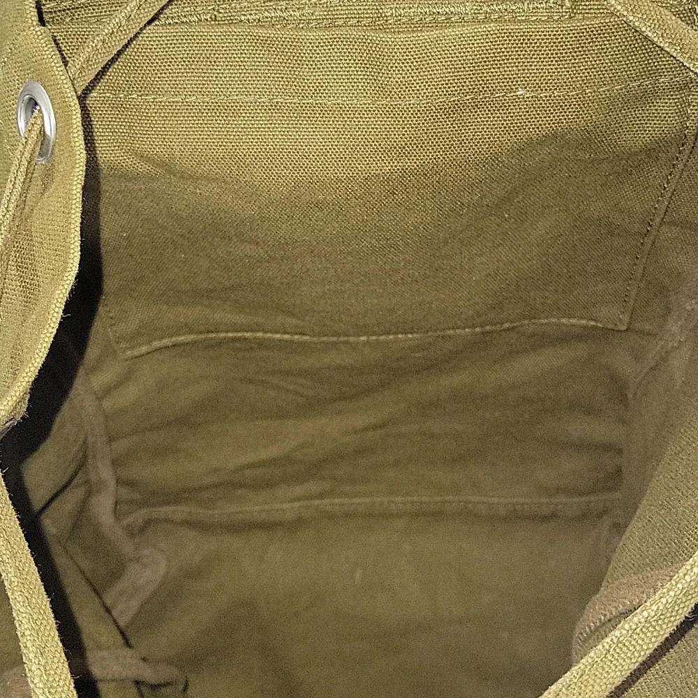 Baggu Olive Green Canvas Drawstring Backpack